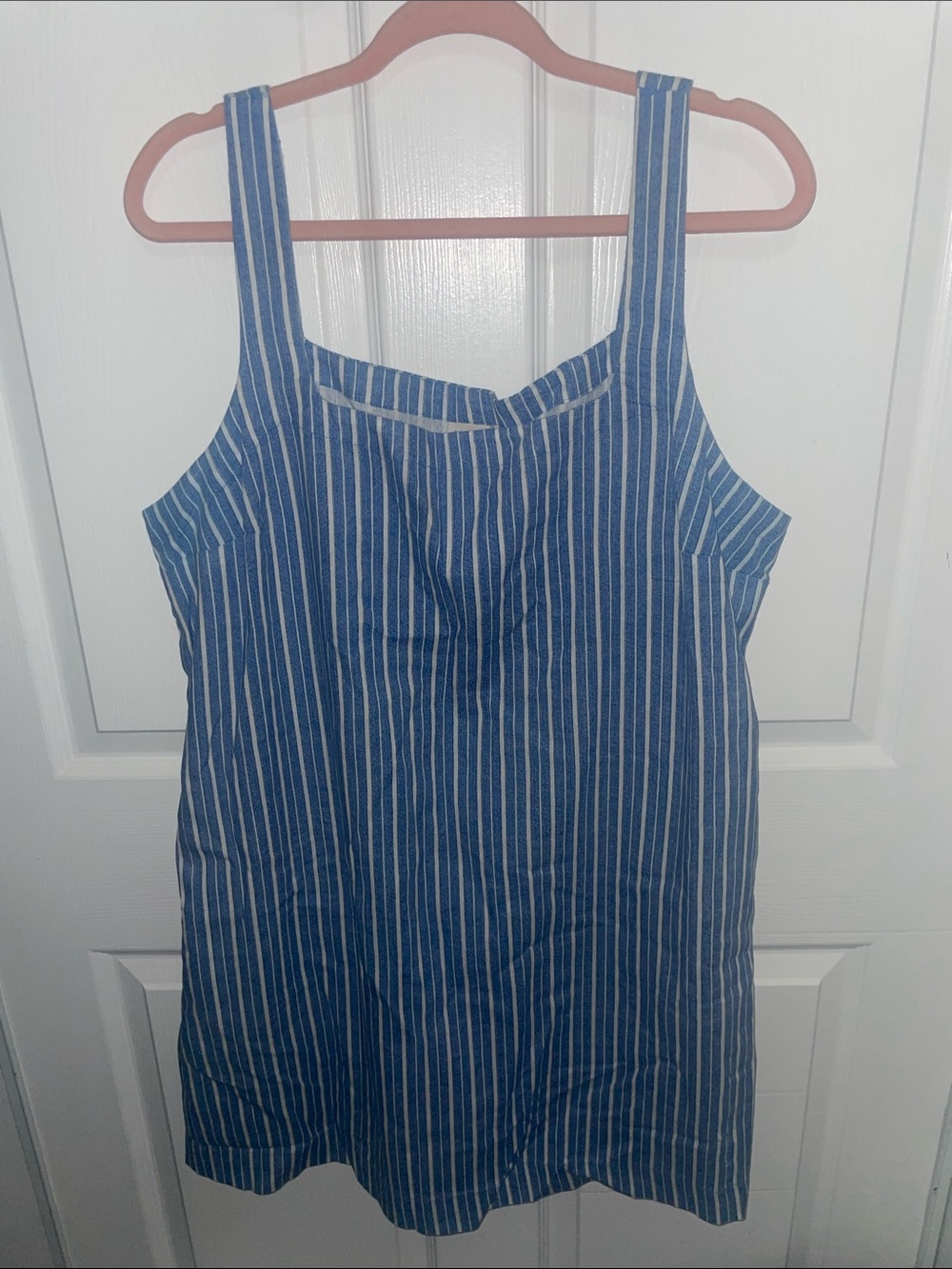 a new day Blue and White Striped dress with pockets. Cotton